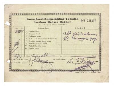 Tirebolu 1953 Tarım Kredi Kooperatifi Tahsilat Makbuzu EFM575 - 1