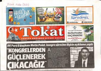 Tokat Gazetesi 18 Şubat 2020 - Hüseyin Akbaş Mezarı Başında Anıldı - Milletvekillerinden Turhal Şekere Ziyaret GZ96214 - 1
