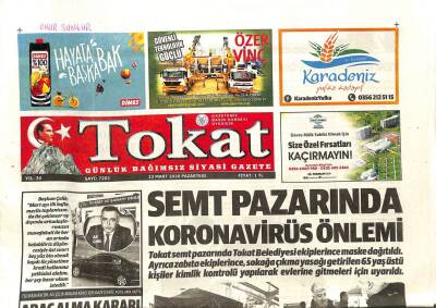 Tokat Gazetesi 23 Mart 2020 - Yücel Bulut Çiftçiye Yönelik Acil Pakete İhtiyaç Var GZ96280 - 1