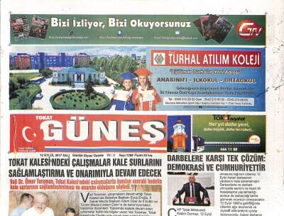 Tokat Güneş Gazetesi 12 Eylül 2017 - Cumhuriyet Meydanında Yağmursuyu Sorunu Kalmayacak GZ96239 - 1