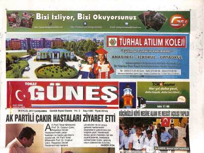 Tokat Güneş Gazetesi 6 Eylül 2017 - Türkiye İle Dünya Bankası Arasında 7,5 Milyar Dolarlık İşbirliği GZ96229 - 1