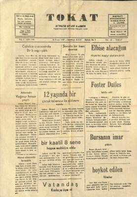 TOKAT Günlük Siyasi Gazete 22 Nisan 1959 - Foster Dulles İstifa Etti NDR68797 - 1