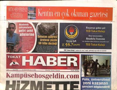 Tokat Haber Gazetesi 18 Ağustos 2017 - Başkan Eroğlundan Ebru Sanatı - Turhalda Samanlık Yangını Korkuttu GZ95416 - 1