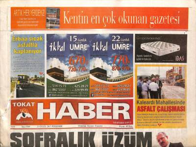 Tokat Haber Gazetesi 21 Eylül 2017 - Erbaa Sıcak Asfaltla Kaplanıyor - 100 Bin Öğretmen Ataması Talebi GZ96047 - 1