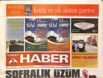 Tokat Haber Gazetesi 21 Eylül 2017 -Yolcu Otobüsünden Kaçak Votka Ve Sigara Çıktı - İmalatçı Firmalara 500 Milyon Lira Hibe GZ96046 - 1