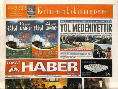 Tokat Haber Gazetesi 30 Eylül 2017 - Tokat Belediye Başkanı Eyüp Eroğlu , Yol Çalışmalarını Yerinde İnceledi GZ96123 - 1