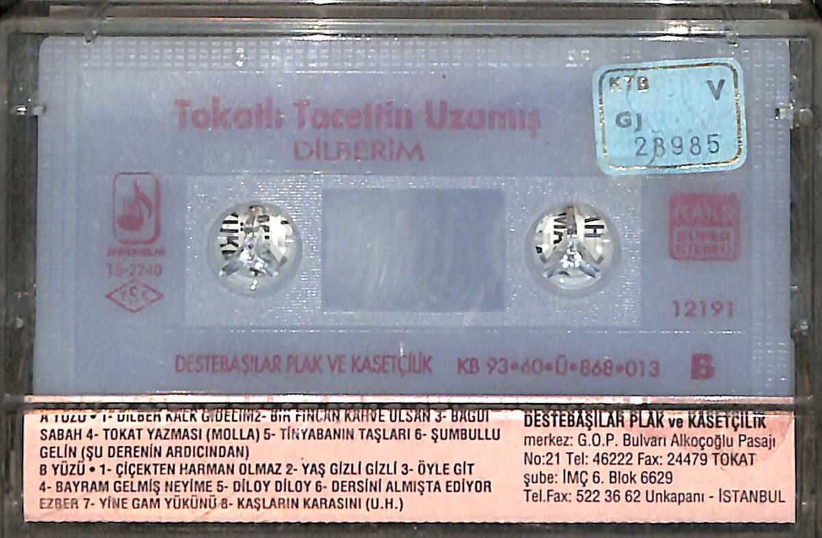 Tokatlı Tacettin Uzamış - Dilberim Kaset (İkinci El) KST26775 - 2