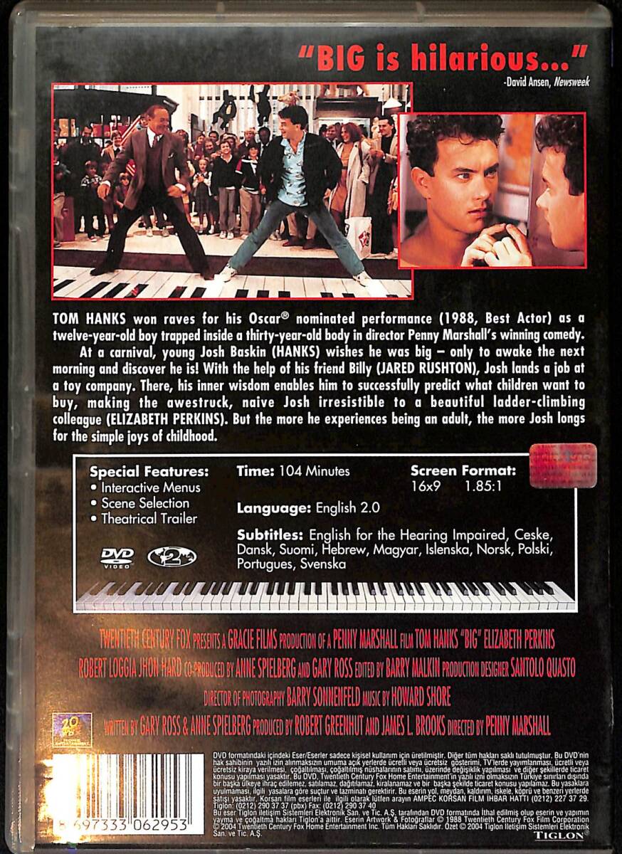 Tom Hanks - Big DVD Film (İkinci El) DVD2651 - 2