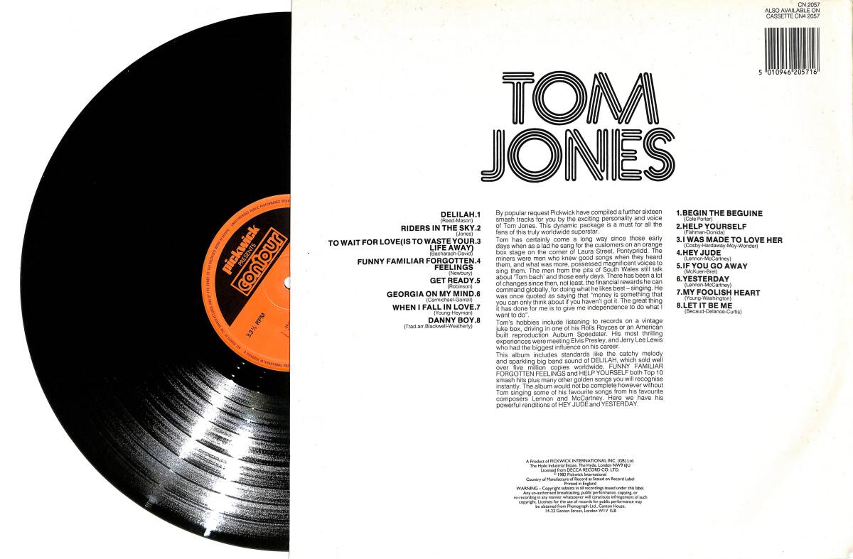 Tom Jones - Delilah (İngiltere Baskı) LP PLAK (10/8.5) PLK25963 - 2