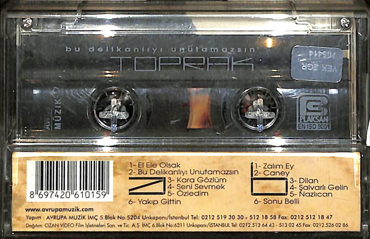 Toprak - Bu Delikanlıyı Unutamazsın Kaset (İkinci El) KST29111 - 2