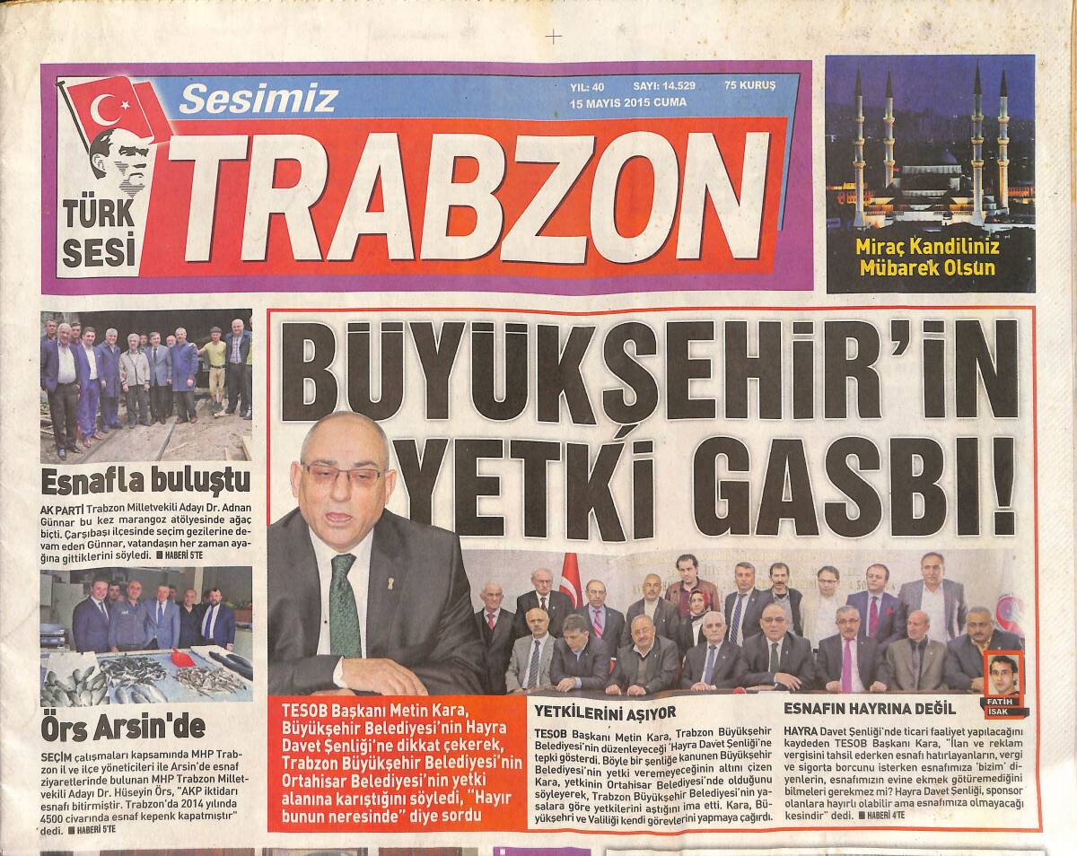 Trabzon Gazetesi 15 Mayıs 2015 - Doğal Güzel Fahriye Evcen - Sazlı Sözlü Anadolu Türü - Hande Ataizi Bebeğini Diyete Soktu GZ136070 - 1