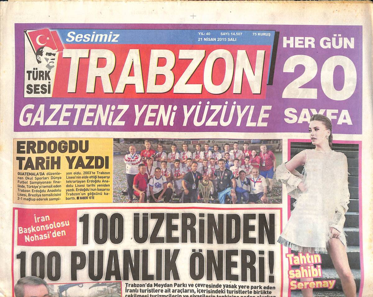 Trabzon Gazetesi 21 Nisan 2015 - Süleyman Soylu: 8 Haziran'da Kılıçdaroğlu Kalmayacak! - Tahtın Sahibi Serenay Sarıkaya GZ136080 - 1