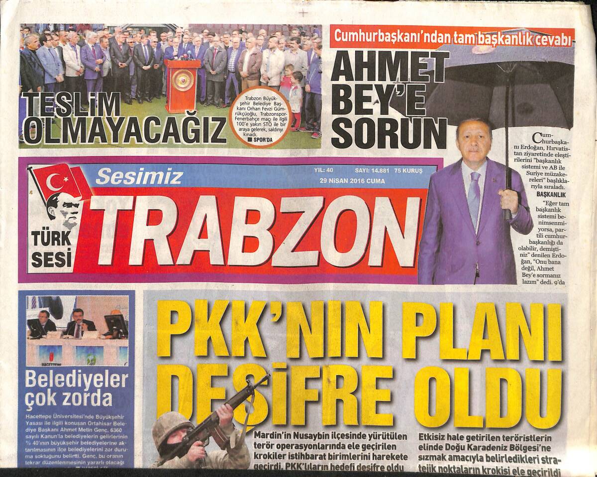 Trabzon Gazetesi 29 Nisan 2016 - Neslihan Atagül Kadir Doğulu'dan Evlilik Tarihi - Kılıçdaroğlu Tutuklanacak İddialarına 'Paralel' Tedbir GZ136074 - 1