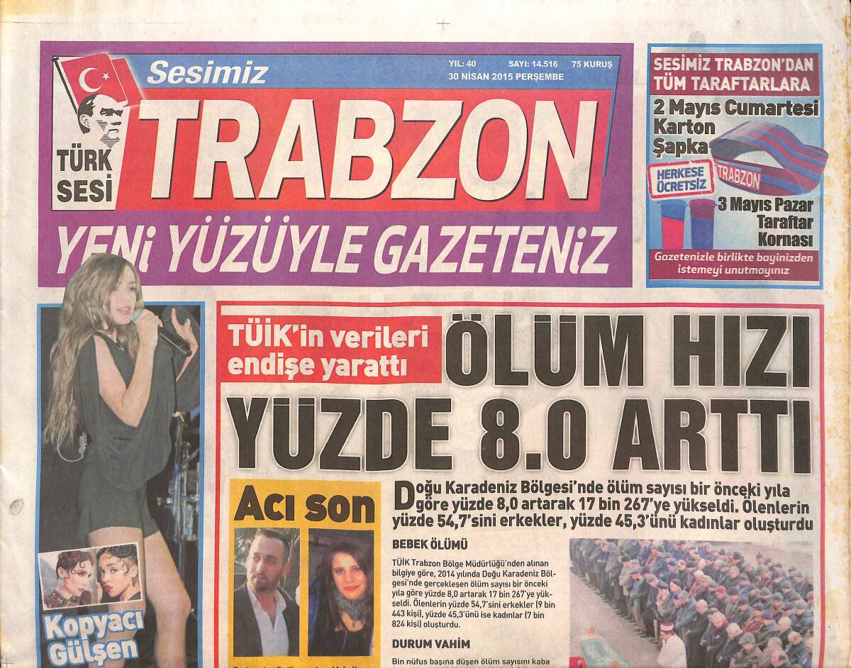 Trabzon Gazetesi 30 Nisan 2015 - Kopyacı Gülşen - Hande Ataizi'ne Özel Asansör - Ersun Yanal 'Tosic'in İşini Bitirdi! GZ136093 - 1