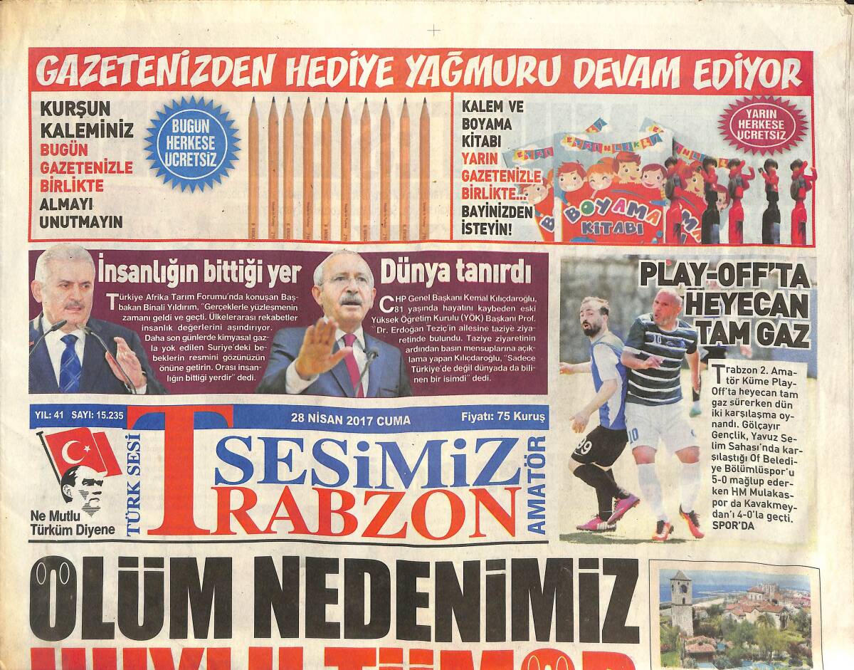 Trabzon Sesimiz Gazetesi 28 Nisan 2017 - Çaykur Arabistan'da - Polisler İhraç Edildi - Hamsi İhracatı İvme Kaybetti GZ137090 - 1