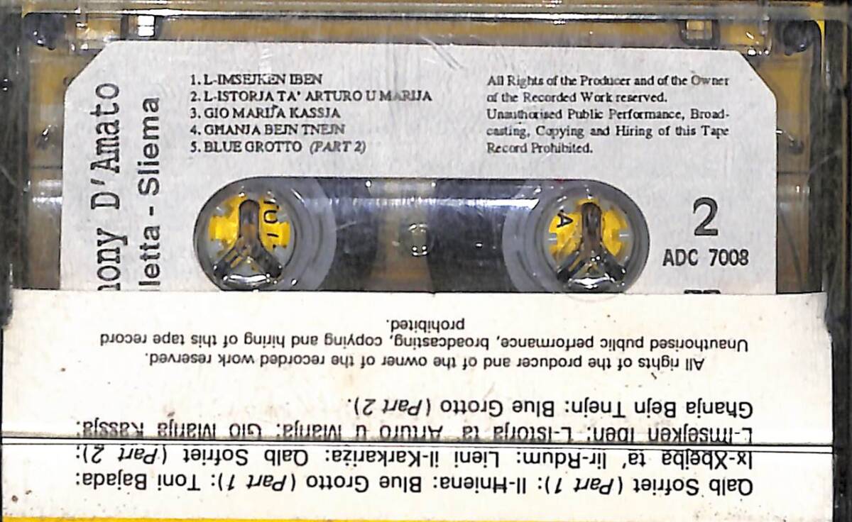 Traditional Folk Music & Ballads Of The Maltese Islands Kaset (İkinci El) KST28732 - 2