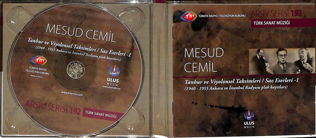 TRT Arşiv Serisi – 192 / Mesud Cemil - Tanbur ve Viyolonsel Taksimleri CD (İkinci El) CD4936 - 2