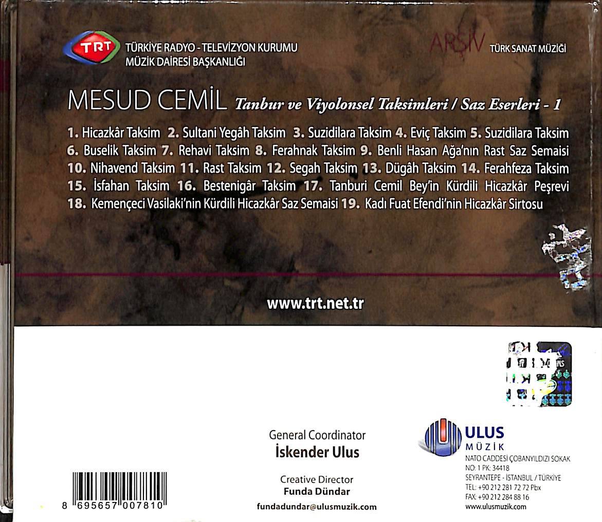 TRT Arşiv Serisi – 192 / Mesud Cemil - Tanbur ve Viyolonsel Taksimleri CD (İkinci El) CD4936 - 3