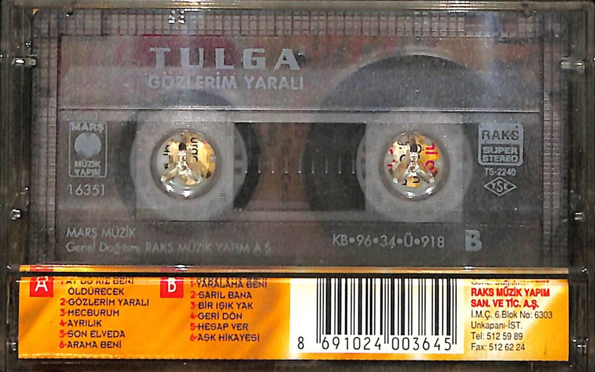 Tulga - Gözlerim Yaralı Kaset (İkinci El) KST28377 - 2
