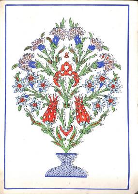 Türk Çini Temalı Yaldızlı Açılır Kapak Kartpostal KRT15378 - 1