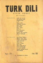 Türk Dili Aylık Dergi Sayı 34 Cilt III - 1 TEMMUZ 1954 NDR76205 - Gökçekoleksiyon
