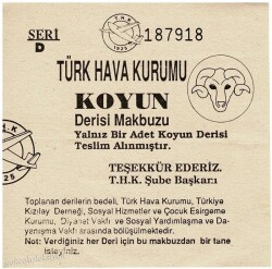 Türk Hava Kurumu Koyun Derisi Makbuzu 1925 EFM713 - 1