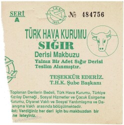 Türk Hava Kurumu Sığır Derisi Makbuzu 1925 EFM712 - 2
