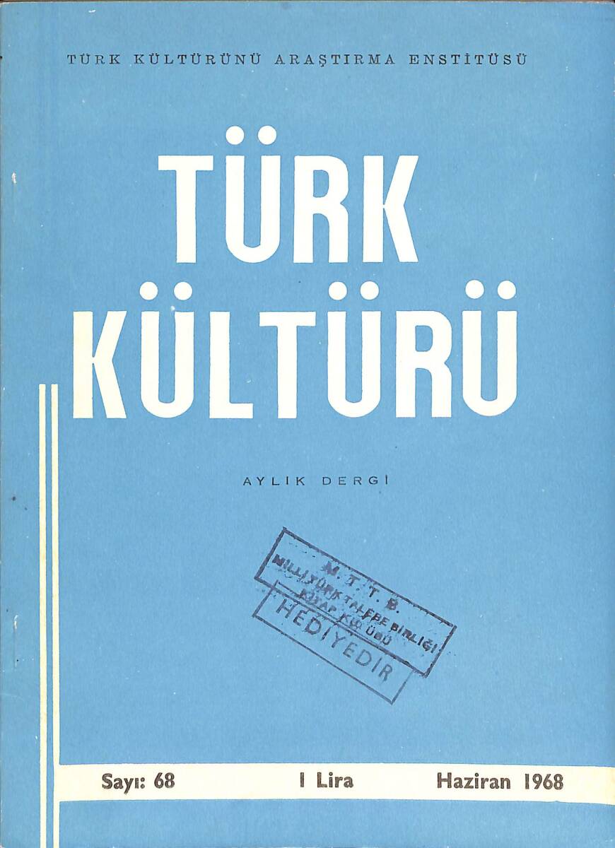 Türk Kültürü Aylık Dergi Haziran 1968 Sayı:68 NDR87868 - 1