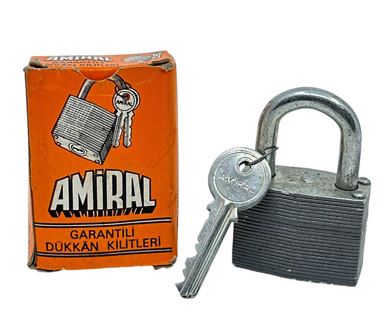 Türk Malı Amiral Marka Vintage Asma Kilit – Sıfır Ürün | 5x8 cm AOB4180 - 1