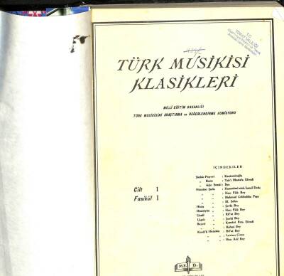 TÜRK MUSİKİSİ KLASİKLERİ - CİLT 1, FASİKÜL 1 KTP2768 - 1