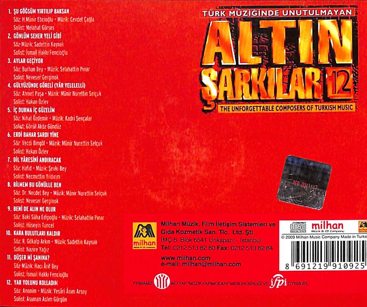 Türk Müziğinde Unutulmayan - Altın Şarkılar 12 CD (İkinci El) CD4313 - 2
