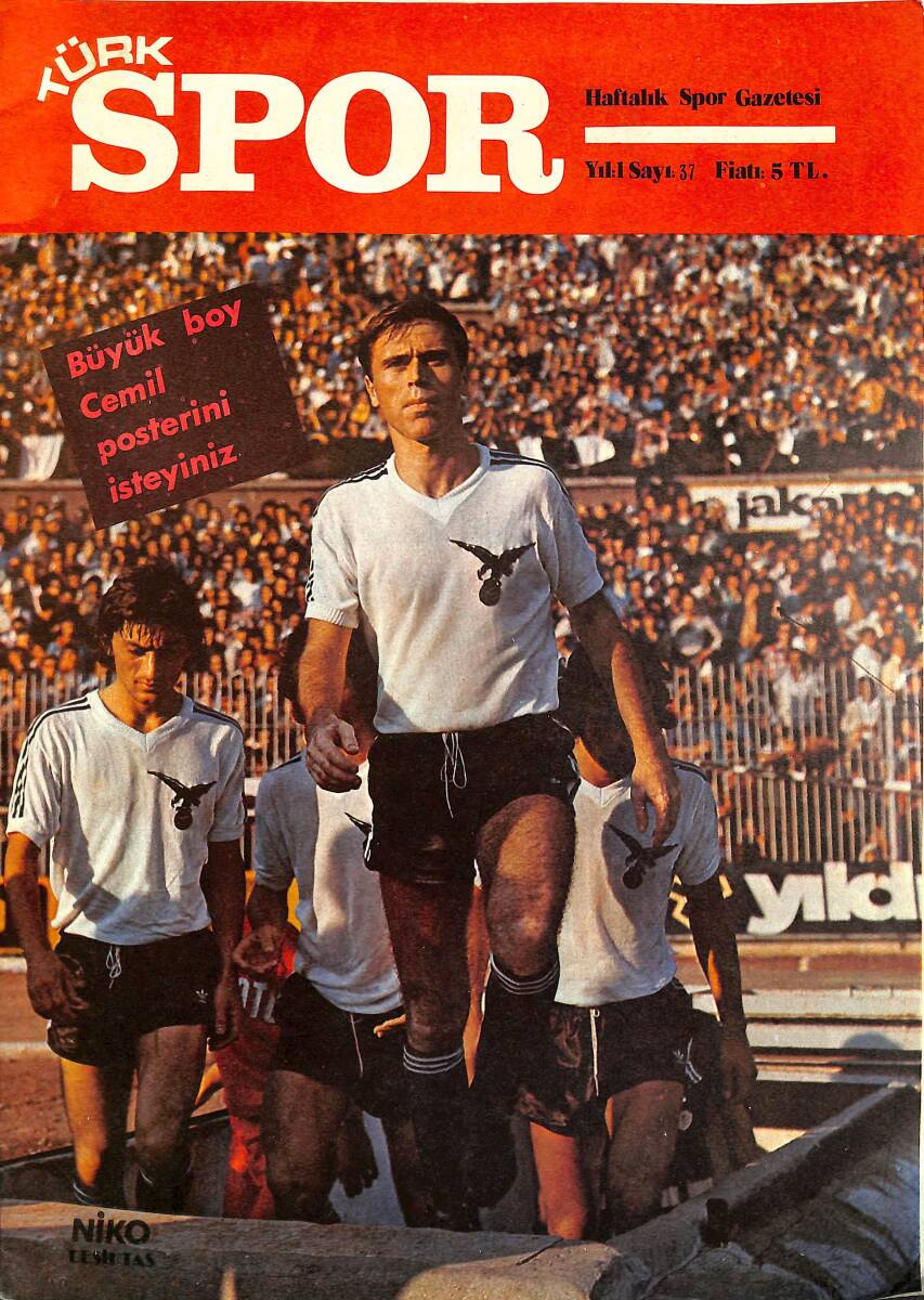 Türk Spor Haftalık Spor Gazetesi 6 Aralık 1976 Sayı : 37 - Fenerbahçe Futbolcu Cemil Turan Dev Boy Poster - Samsunspor Oyuncu Kadrosu Poster NDR97966 - 1