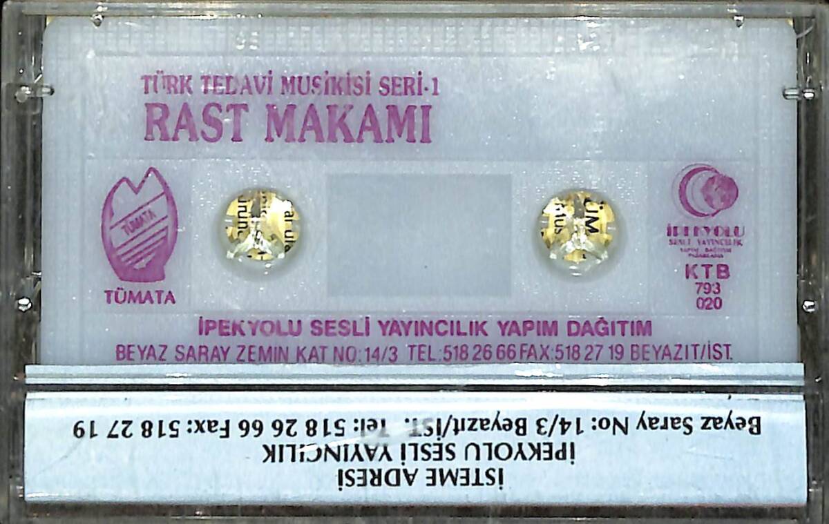 Türk Tedavi Müzik Serisi 1 - Rast Makamı Kaset (Mavi Bandrol - İkinci El) KST27698 - 2