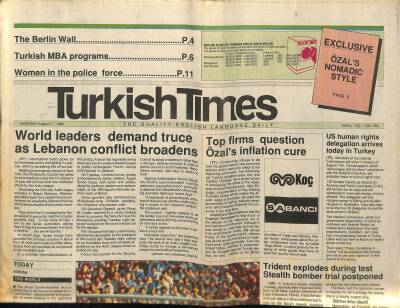 Turkish Times Gazetesi 17 August 1989 - Galatasaray Over Fenerbahçe , 1-0 - Top Firms Question Ozals Inflation Cure GZ125107 - 1