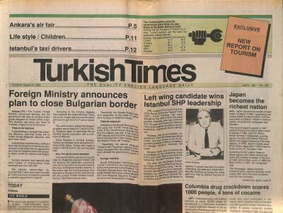 Turkish Times Gazetesi 22 August 1989 - Kings Of The Road - Football Overtime Delays Crucial Cabinet Meeting GZ125108 - 1