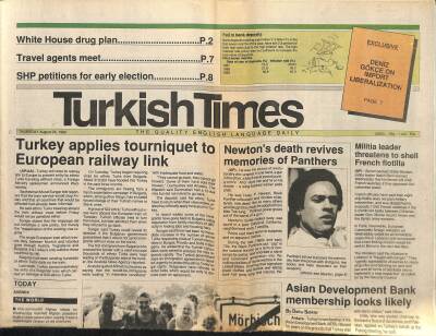 Turkish Times Gazetesi 24 August 1989 - Asian Development Bank Membership Looks Likely - Air France Plane Hijacked En Route To Algiers GZ125109 - 1