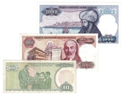 Türkiye 7.Emisyon 1000/100/10 Lira Lot TCK10418 - 2