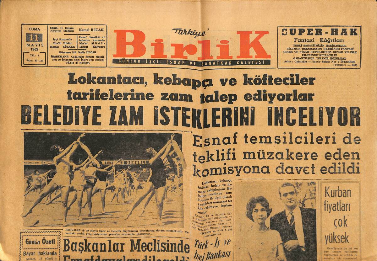 Türkiye Birlik Gazetesi 11 Mayıs 1962 - Elizabeth Taylor'un Son Flörtü Richard Burton Karısı İle Buluştu - Yılın Düğünü GZ150012 - 1