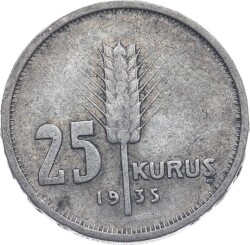 Türkiye Cumhuriyeti 1935 Yılı 25 Kuruş Gümüş ÇT TCM3118 #266 - Gökçekoleksiyon
