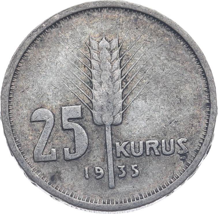 Türkiye Cumhuriyeti 1935 Yılı 25 Kuruş Gümüş ÇT TCM3118 #266 - 1
