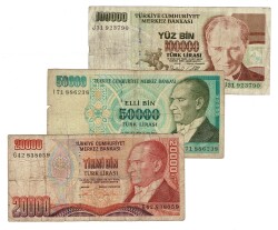 Türkiye 7.Emisyon 100/50/20 Bin Lira Lot TCK10417 - Gökçekoleksiyon