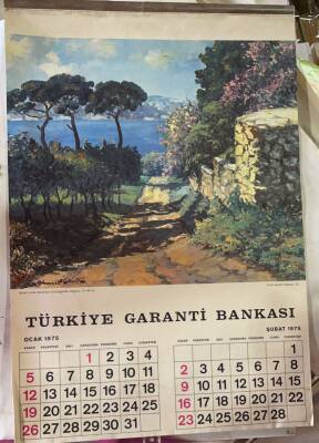 Türkiye Garanti Bankası 1975 Yılı Büyük Boy Duvar Takvimi (Bütün Aylar Mevcuttur) NDR67155 - 2