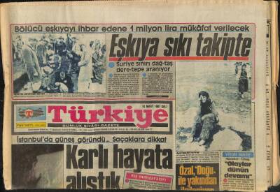 Türkiye Gazetesi 10 Mart 1987 - Alparslan Türkeş Olaylar Dünün Devamı - Şeker İthâli Kapıda GZ118621 - 1