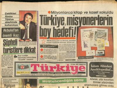 Türkiye Gazetesi 10 Ocak 1987 - Akbuluttan Önemli İkaz Şüpheli Turistlere Dikkat - Japonya 6.9 Şiddetinde Sarsıldı GZ118602 - 1