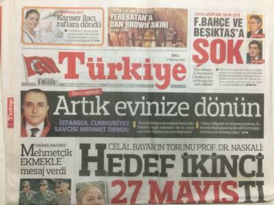 Türkiye Gazetesi 11 Haziran 2013 - Hedef İkinci 27 Mayıstı GZ29339 - 1