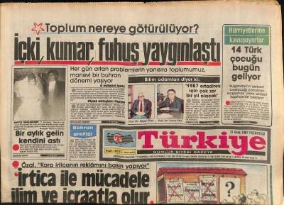Türkiye Gazetesi 12 Ocak 1987 - Türkiye Halk Bankası Sermayesini Arttırıyor - Özal , Kara İrticanın Reklâmını Basın Yapıyor GZ118658 - 1