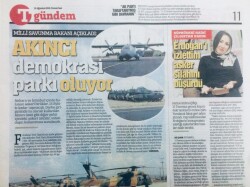 Türkiye Gazetesi 13 Ağustos 2016 - Akıncı Demokrasi Parkı Oluyor GZ43247 - 2