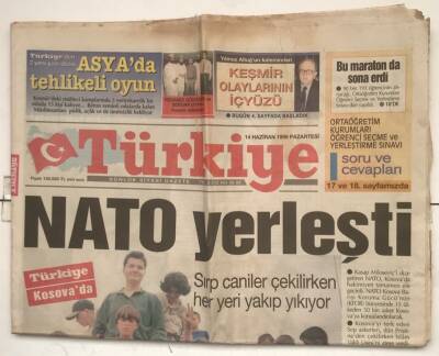 Türkiye Gazetesi 14 Haziran 1999 - Moskova da Yola Geldi GZ7275 - 2
