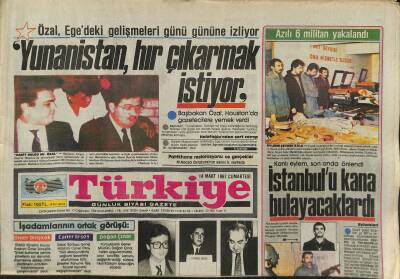 Türkiye Gazetesi 14 Mart 1987 - THY Stuttgart Bürosuna Saldırı ! - Özal , Egedeki Gelişmeleri Günü Gününe İzliyor GZ118622 - 1