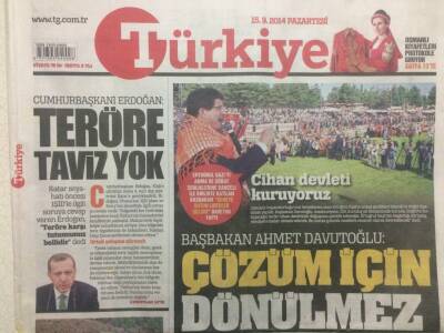 Türkiye Gazetesi 15 Eylül 2014 - Ahmet Davutoğlu,Çözüm İçin Dönülmez GZ29658 - 1